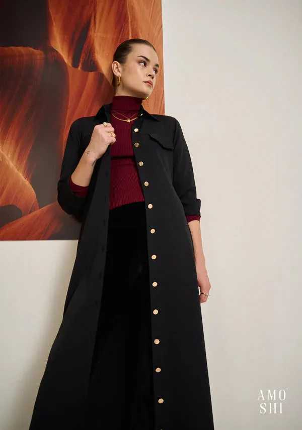 2 in 1 Coat Midi Dress for Women - Officewear