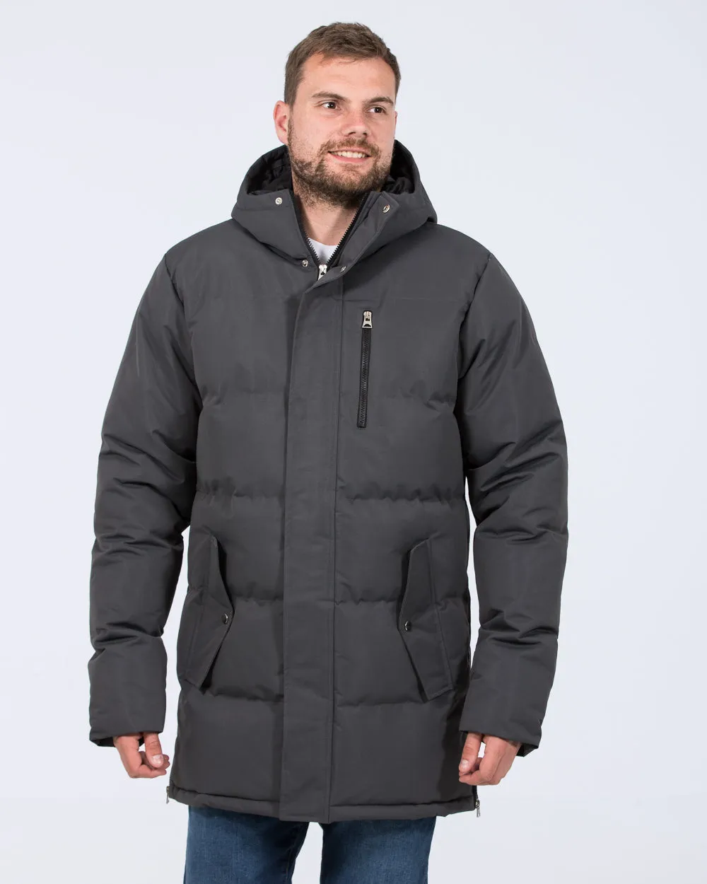 2t Jamie Tall Longline Puffer Jacket (grey)