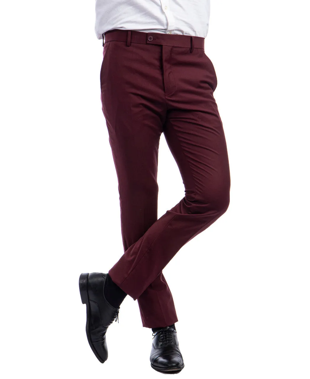 3 piece Burgundy Slim Fit Men's Suit with Vest Set