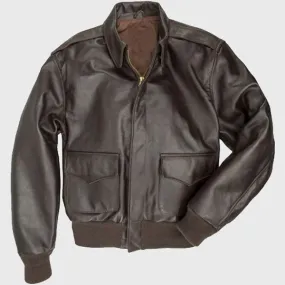 A2 Brown Leather Bomber Jacket