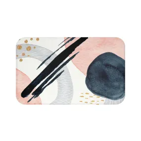 Abstract Bath, Kitchen Mat | Blush Pink, White, Navy Blue