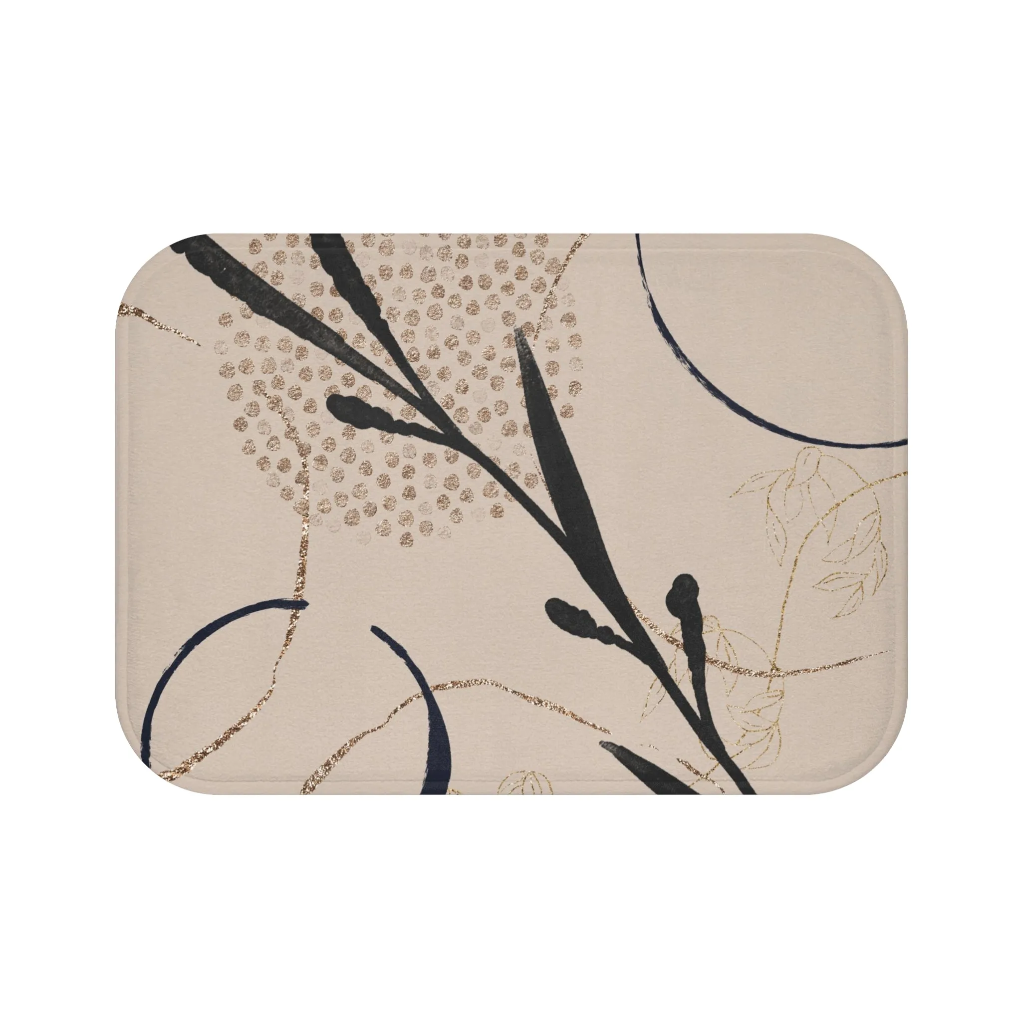 Abstract Bath, Kitchen Mat, Rug | Beige Black