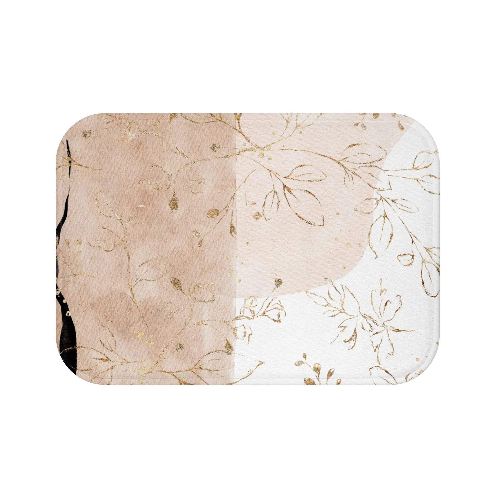 Abstract Bath, Kitchen Mat, Rug | Beige White Gold Floral Ombre