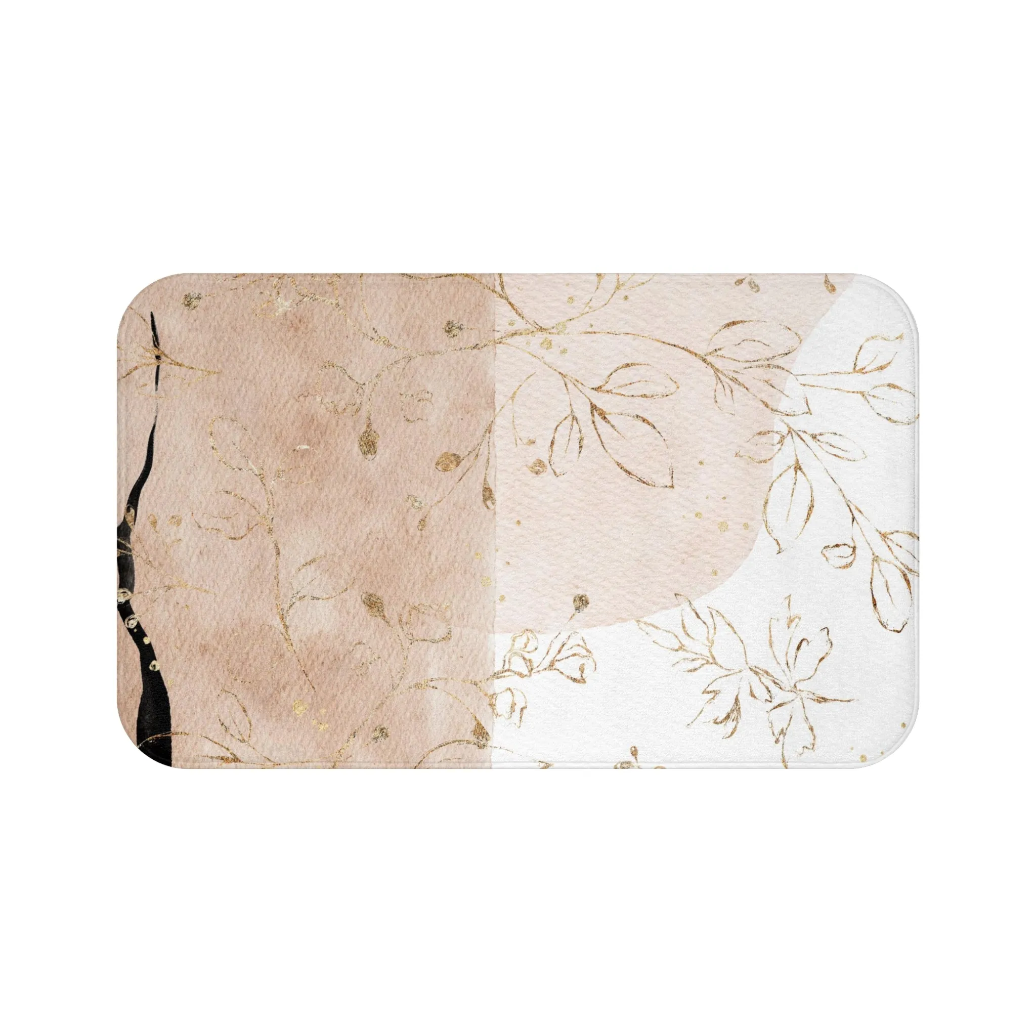 Abstract Bath, Kitchen Mat, Rug | Beige White Gold Floral Ombre