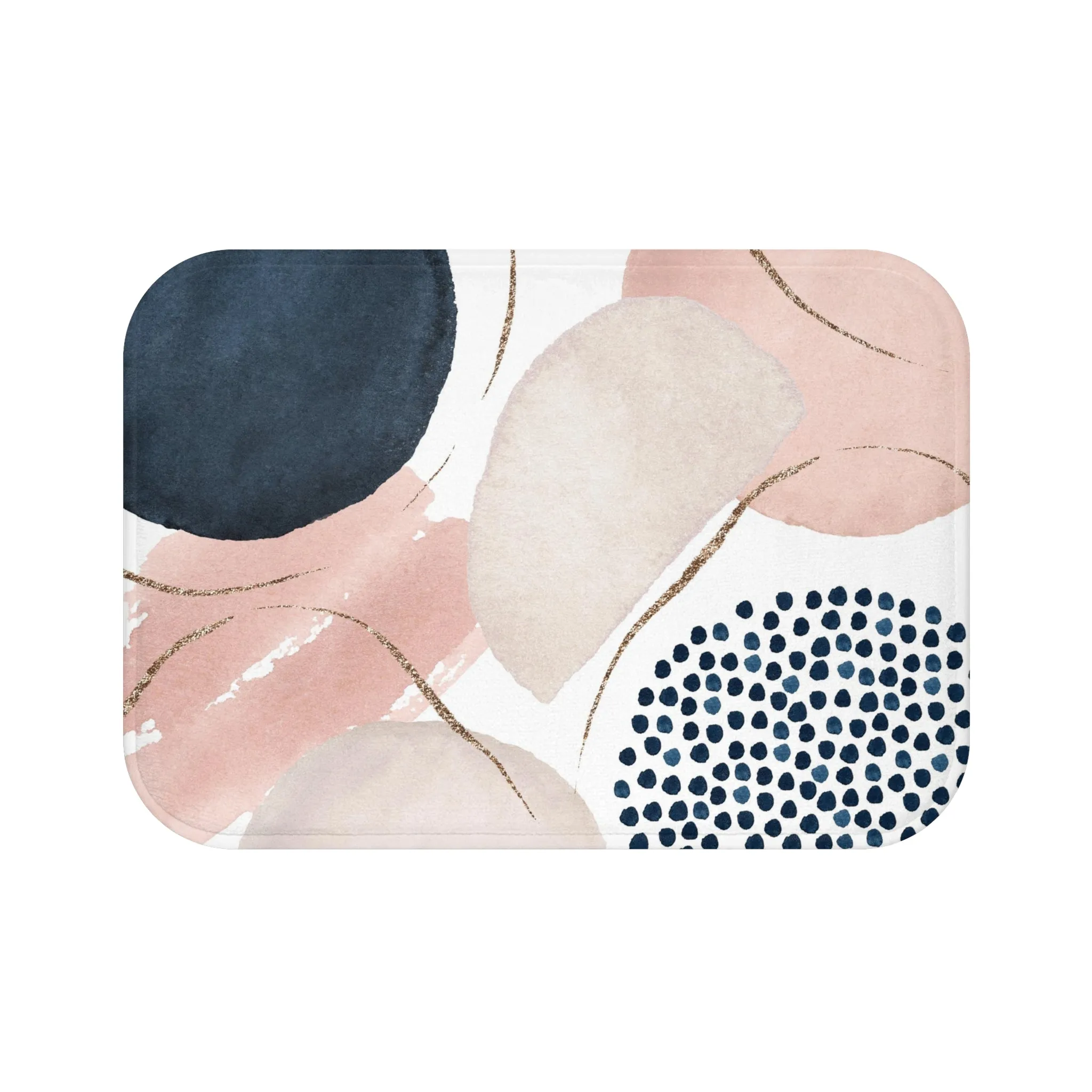 Abstract Bath, Kitchen Mat, Rug | Blush Pink, Beige Ivory, Navy Blue