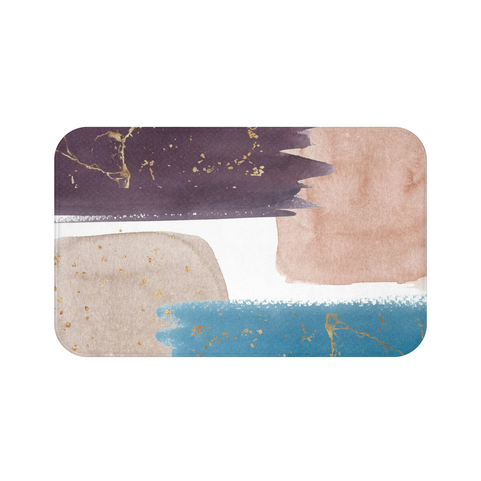 Abstract Bath, Kitchen Mat, Rug | Mauve Purple, Blue Beige