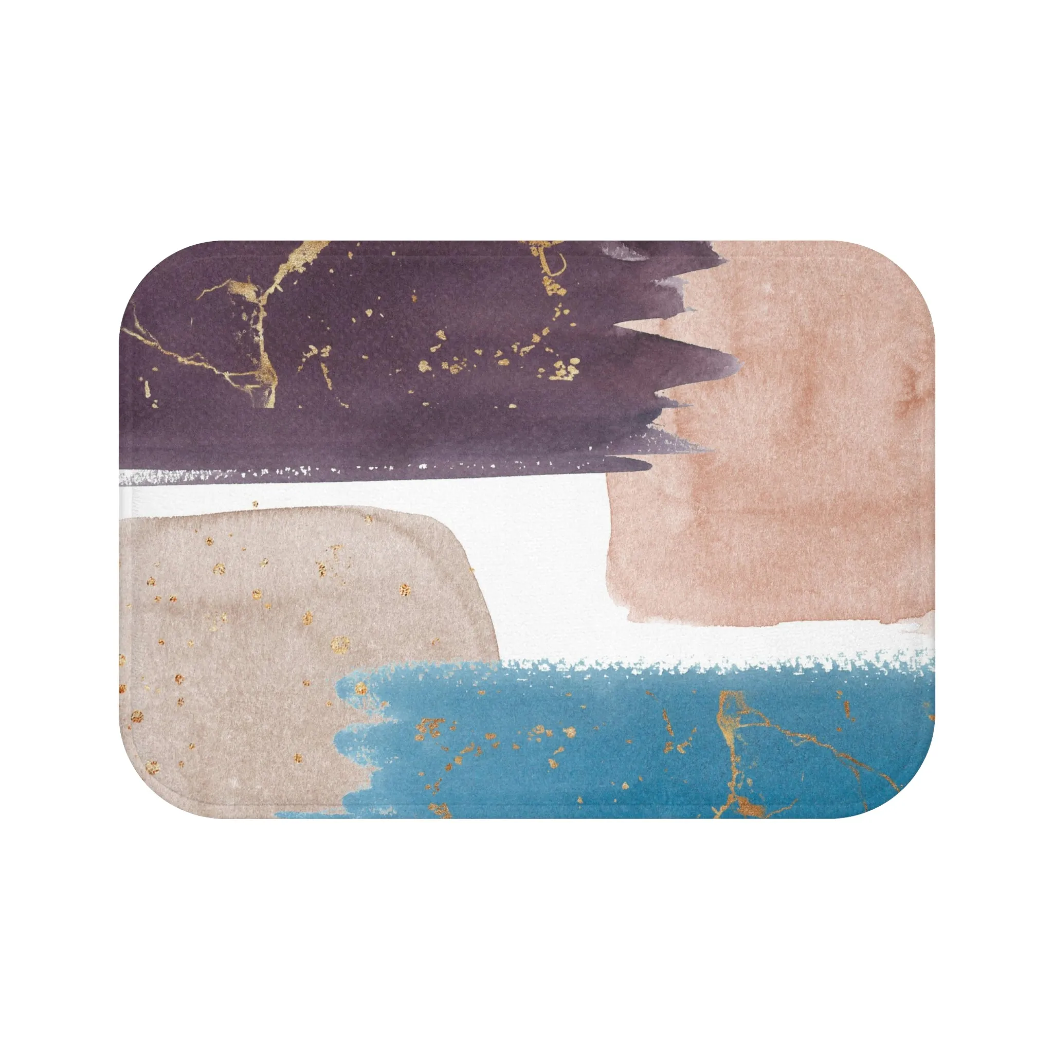 Abstract Bath, Kitchen Mat, Rug | Mauve Purple, Blue Beige