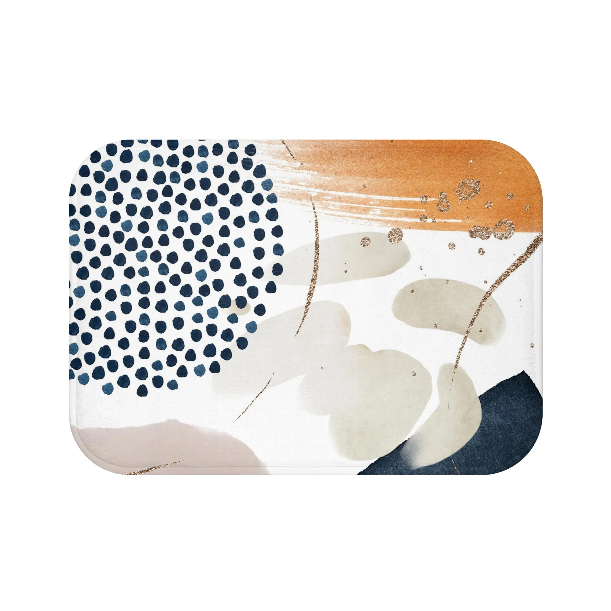 Abstract Bath, Kitchen Mat, Rug | Navy Blue, Blush Beige Ivory