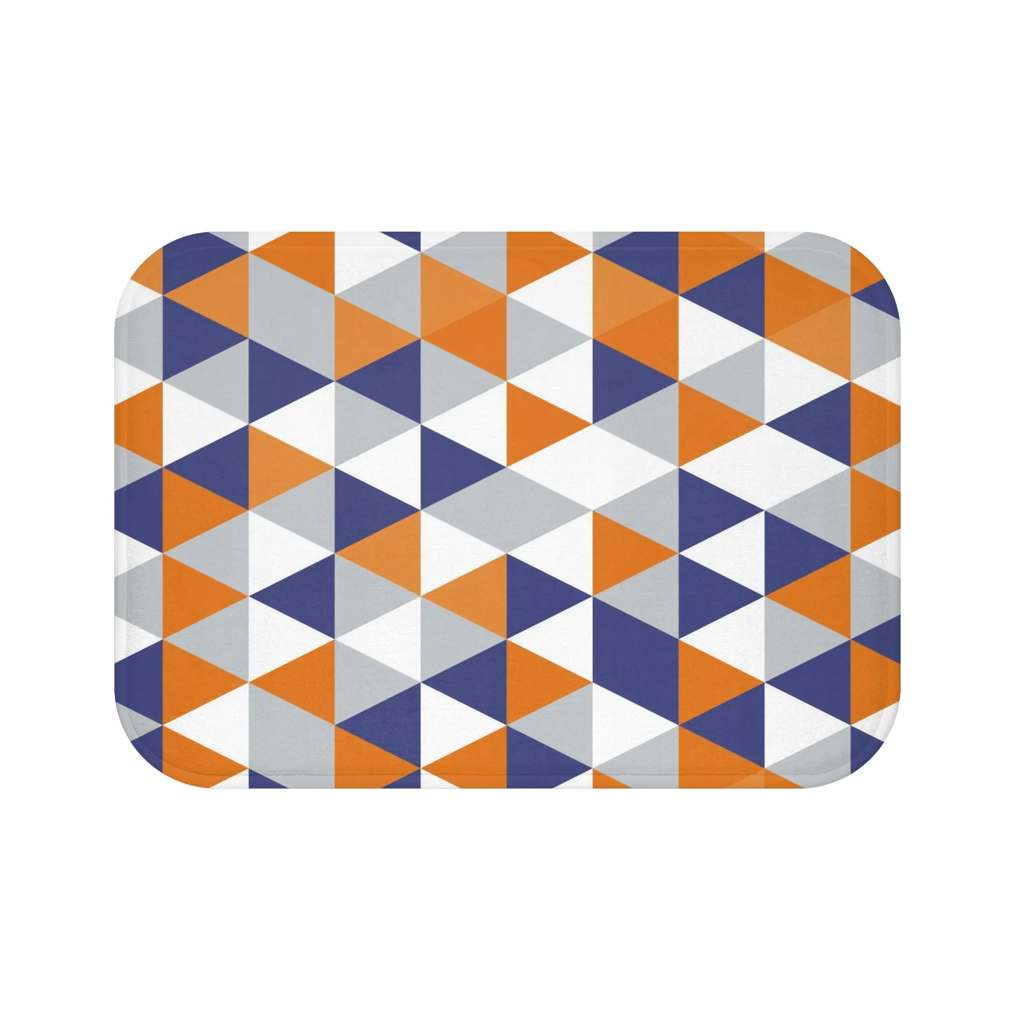 Abstract Bath, Kitchen Mat, Rug | Orange Blue Gray White Geometric