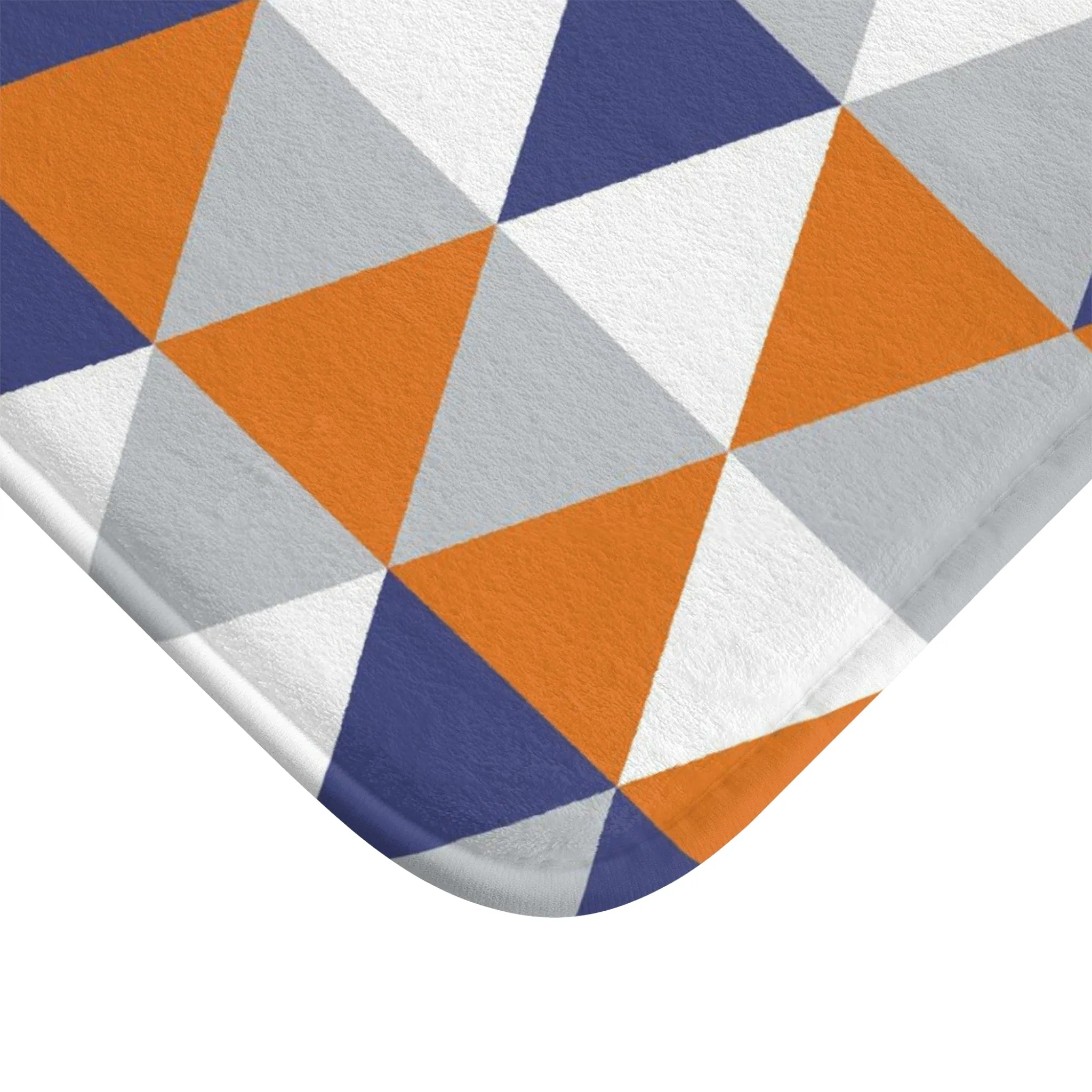 Abstract Bath, Kitchen Mat, Rug | Orange Blue Gray White Geometric