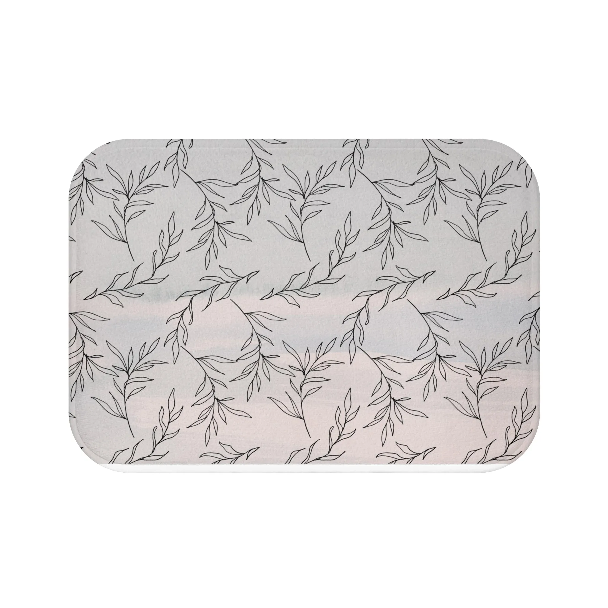 Abstract Bath, Kitchen Mat, Rug | Pastel Gray Pink One Line Art