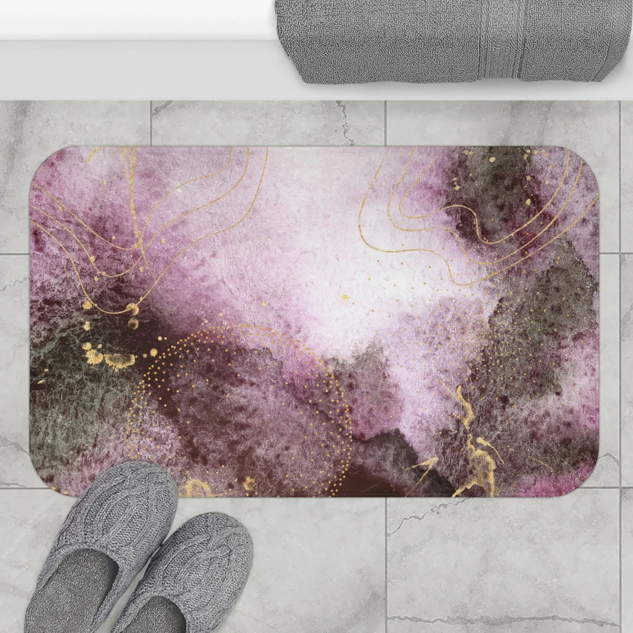 Abstract Bath Mat | Purple Gray Ombre