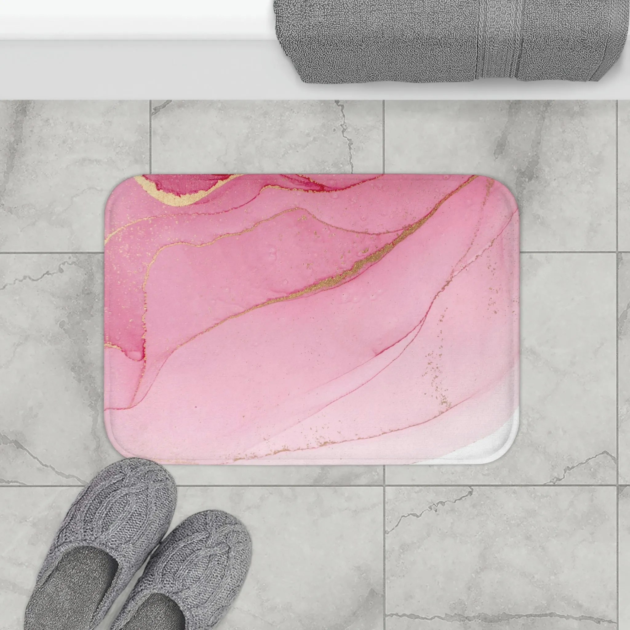 Abstract Boho Bath, Kitchen Mat | Blush Pink Ombre