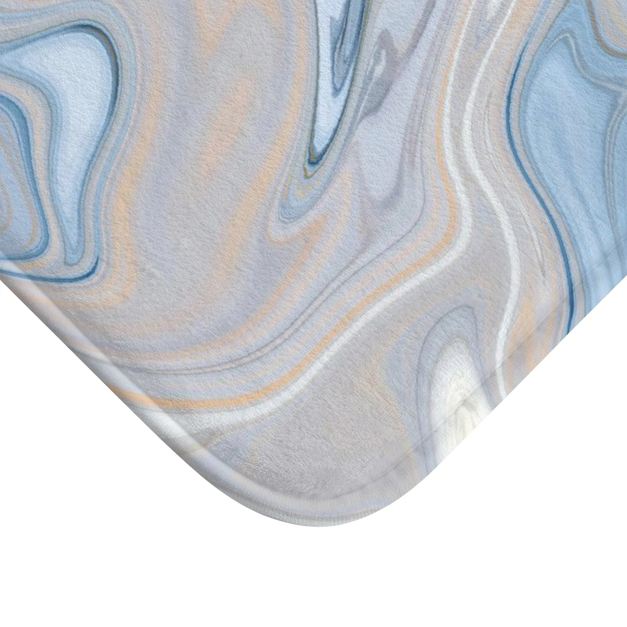 Abstract Boho Bath, Kitchen Mat, Rug | Blue Beige Marble Print