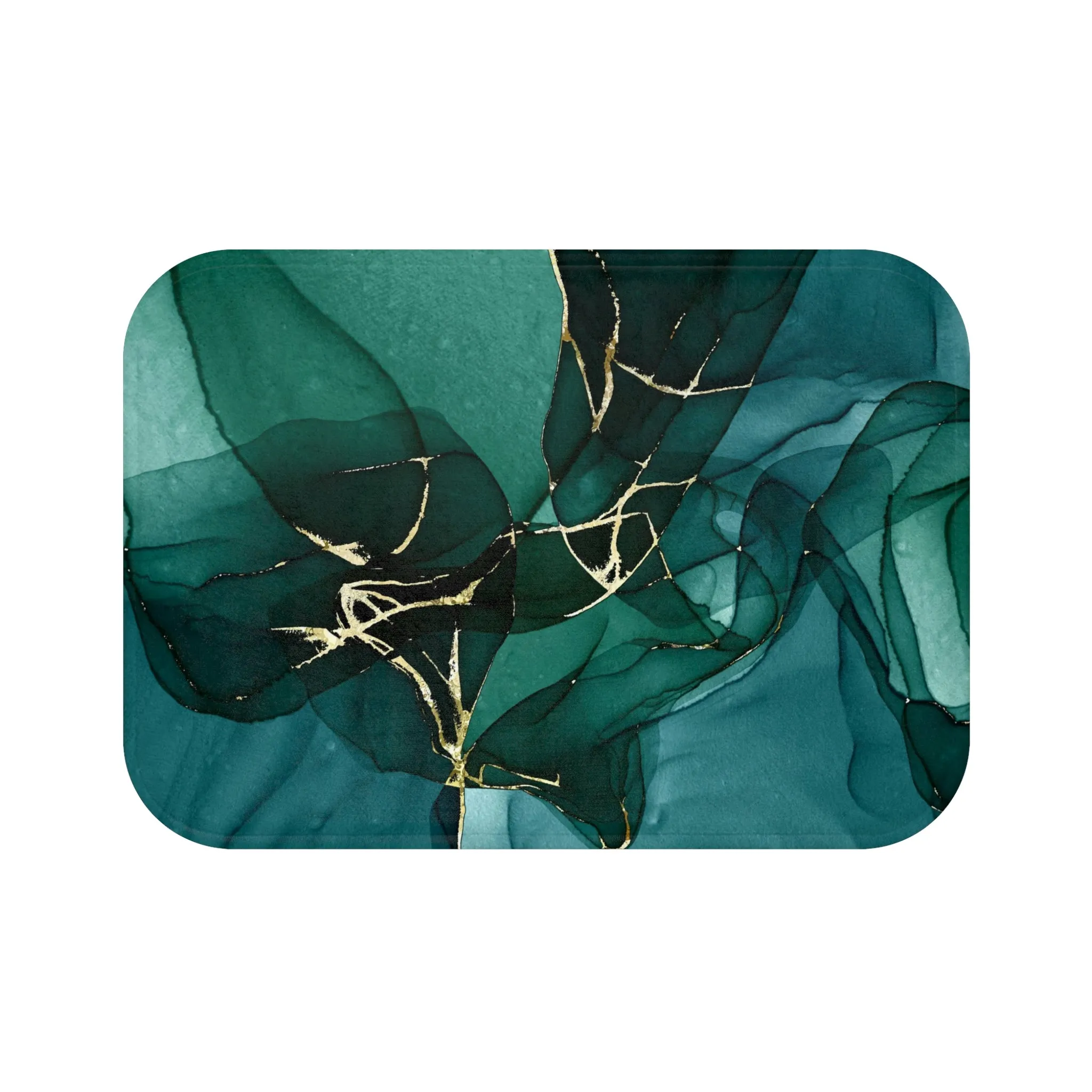 Abstract Boho Bath, Kitchen Mat | Teal Green Navy