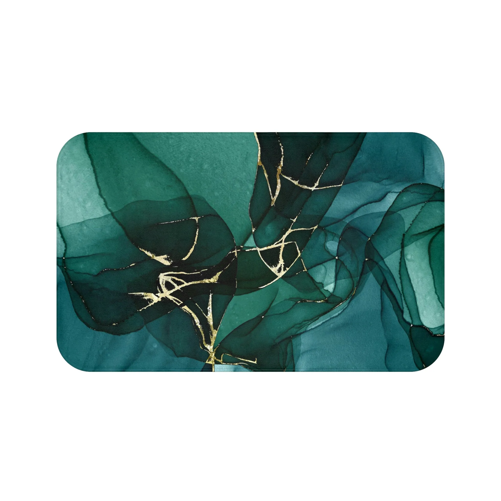 Abstract Boho Bath, Kitchen Mat | Teal Green Navy