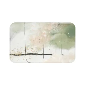 Abstract Boho Bath, Kitchen Mat | White Black Sage Green