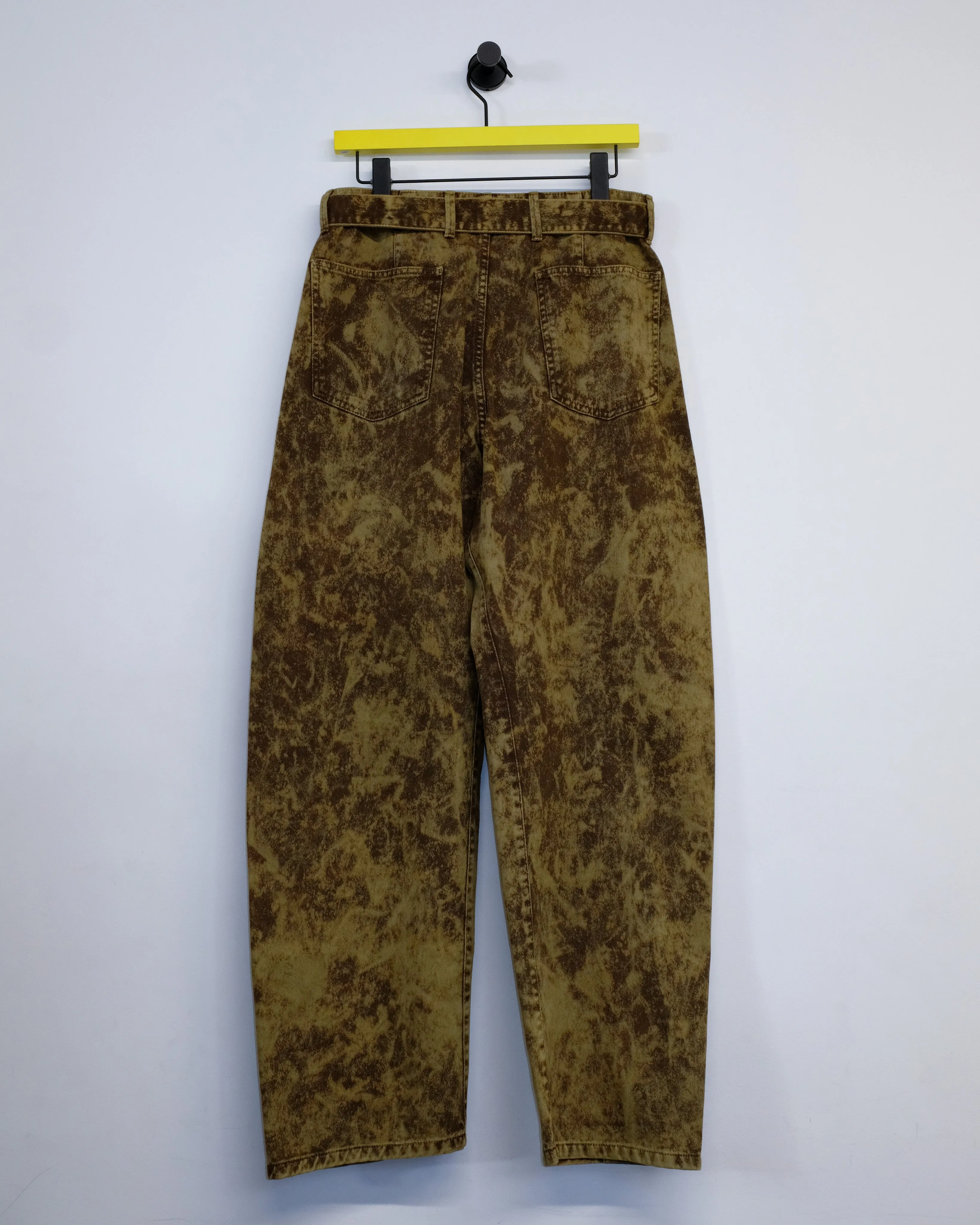 Acid Snow Bronze Denim Twisted Belted Pants