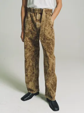 Acid Snow Bronze Denim Twisted Belted Pants