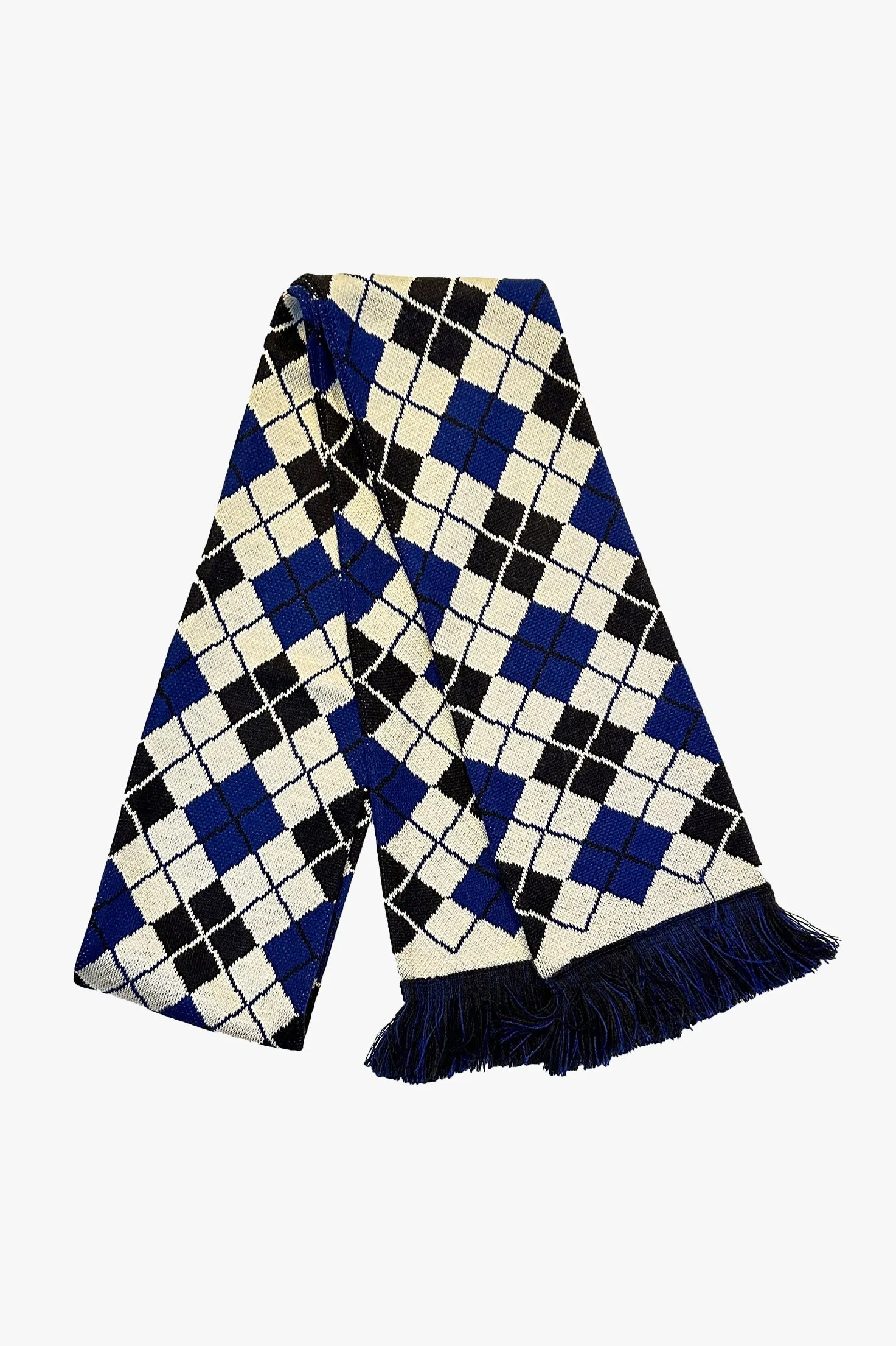 Argyle Long Jacquard Scarf Denim