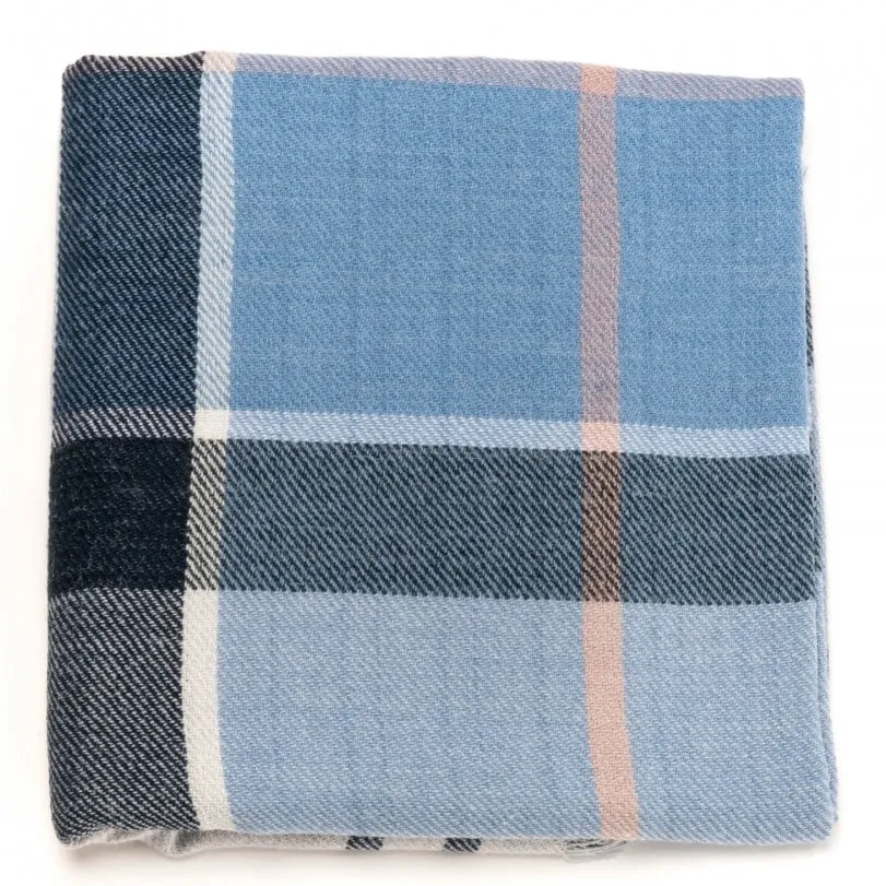 Barbour Freya Wrap - Scarf - Fade Blue Tartan LSC0146BL52