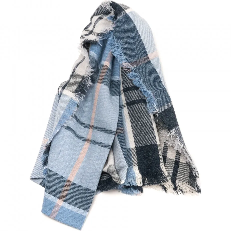 Barbour Freya Wrap - Scarf - Fade Blue Tartan LSC0146BL52