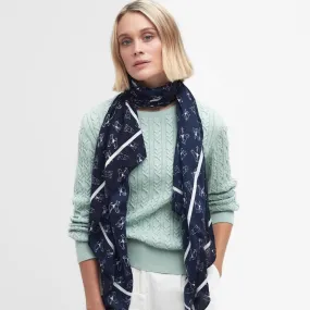 Barbour Sketch Dog Print Scarf in Navy/Cloud