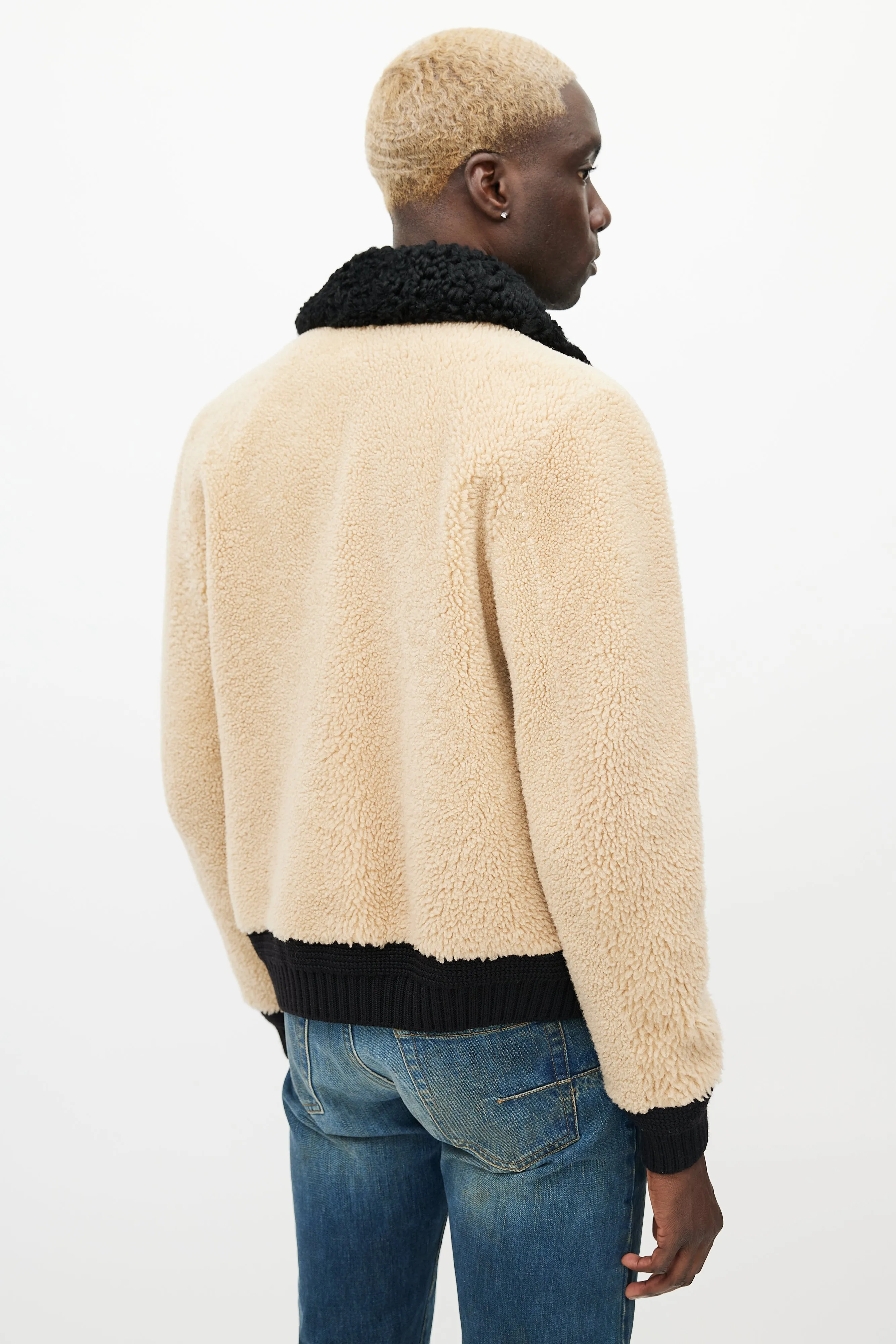 Beige & Black Shearling Jacket