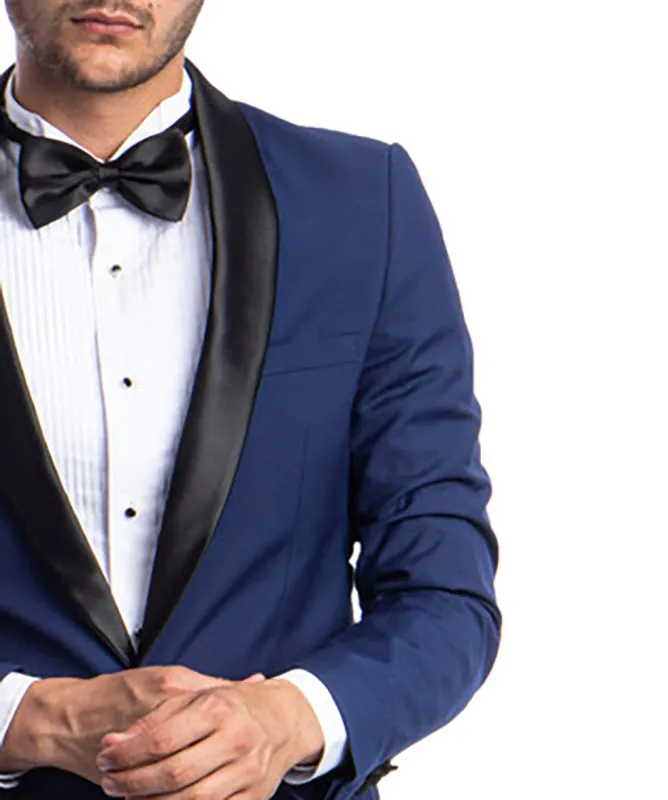 Black and Royal Blue Slim Fit Tuxedo