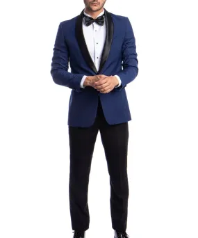 Black and Royal Blue Slim Fit Tuxedo