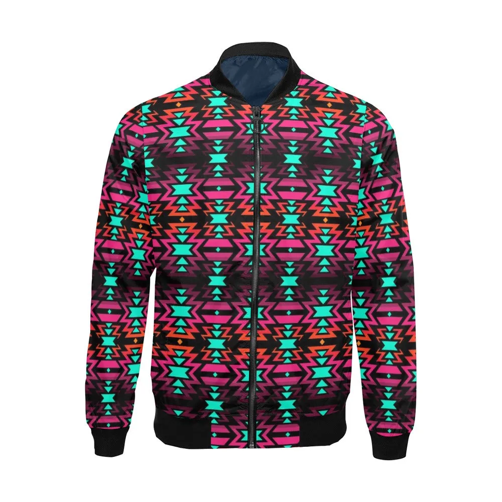 Black Fire and Furious Fuchsia Bomber Jacket for Men