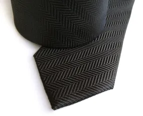 Black Herringbone Silk Necktie