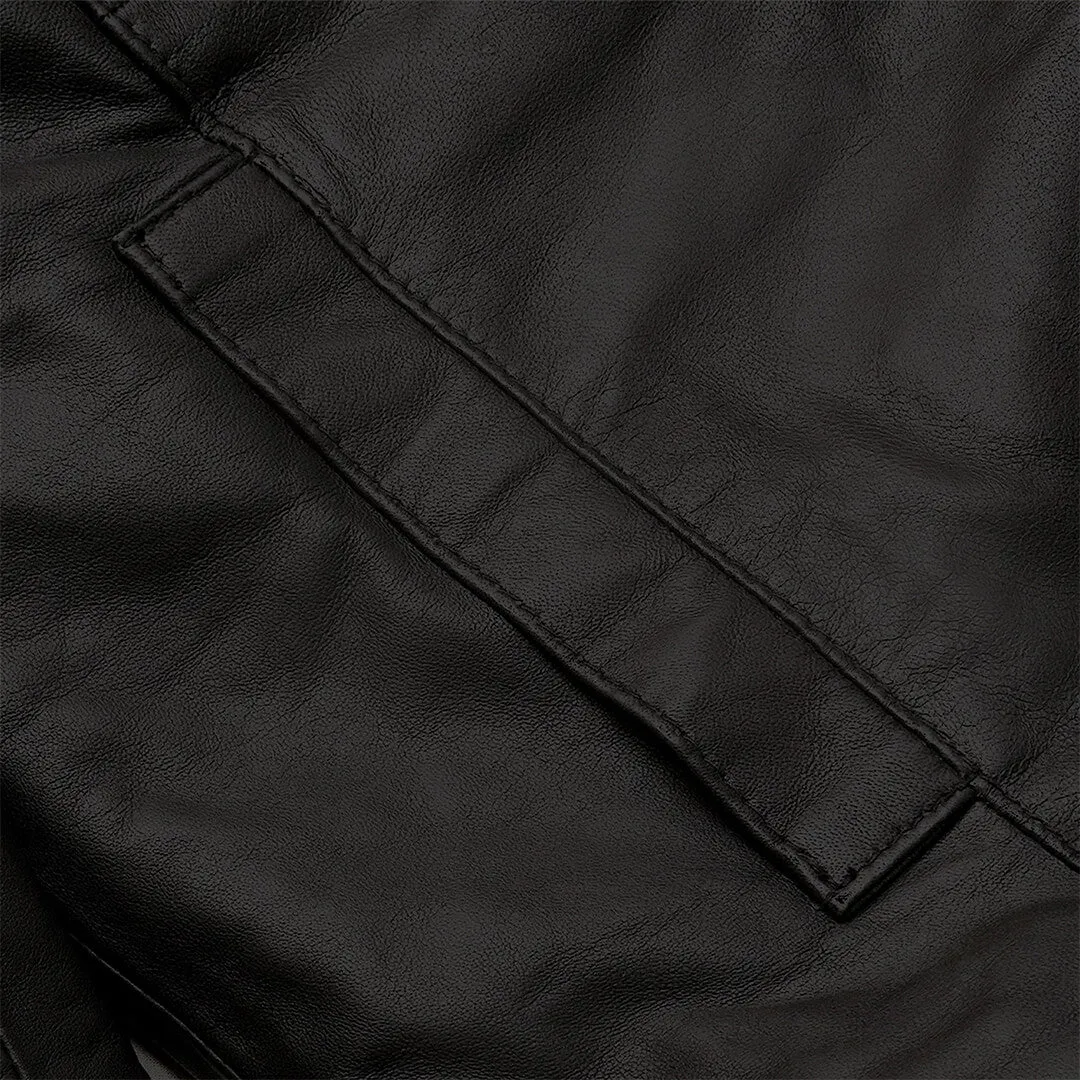 Black Shearling Leather Coat