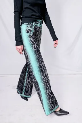 Black/Blue Zahra Wide Leg Pants