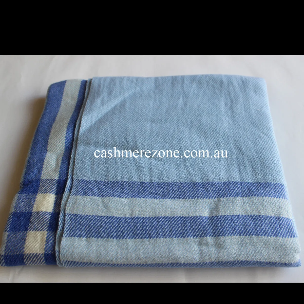 Blue Check Cashmere Shawl Scarf