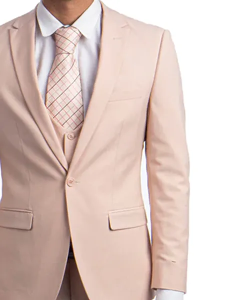 Blush Slim Fit Men's Suit with Vest Set