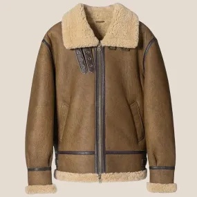 Brown Sheepskin Shearling Jacket for Men