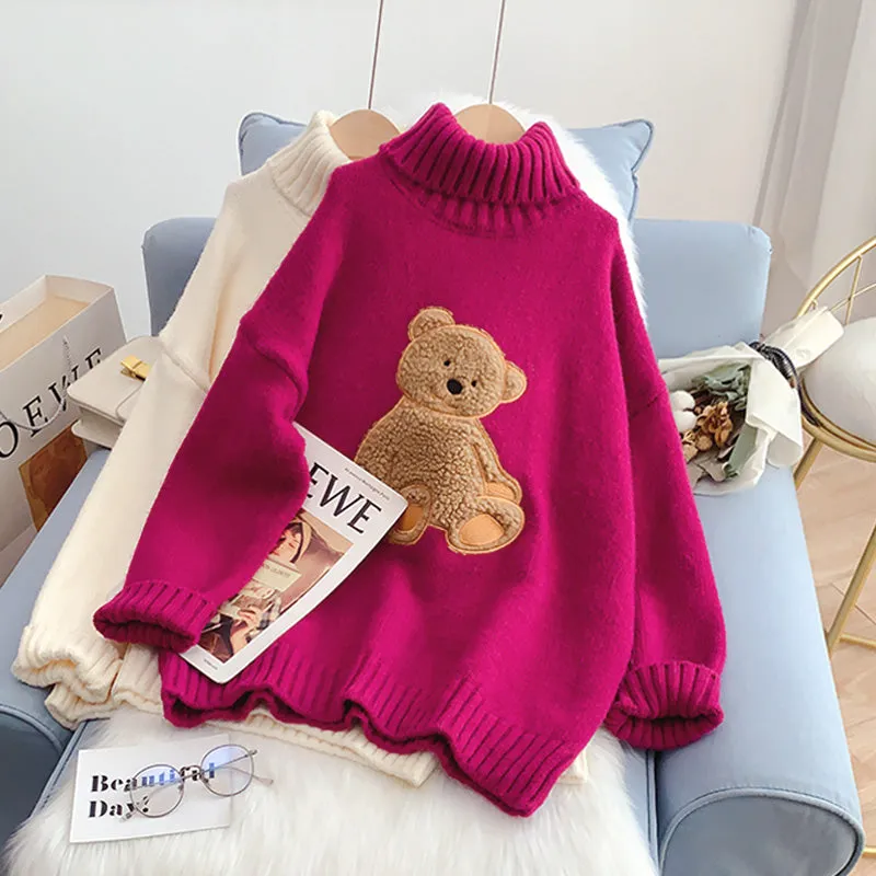 Cartoon Bear lazy wind foreign style sweater bottomed shirt  5238