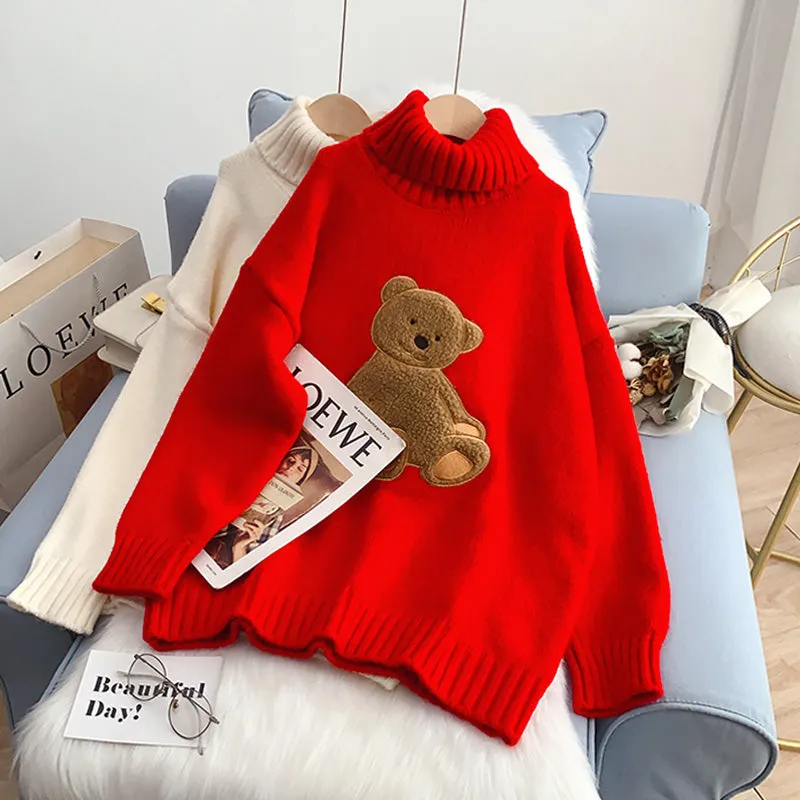 Cartoon Bear lazy wind foreign style sweater bottomed shirt  5238