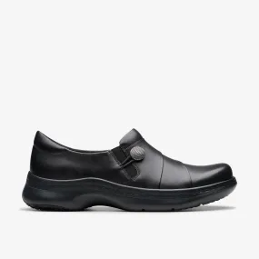 Clarks Pro Lux Black Leather Shoe Available in Wide Widths