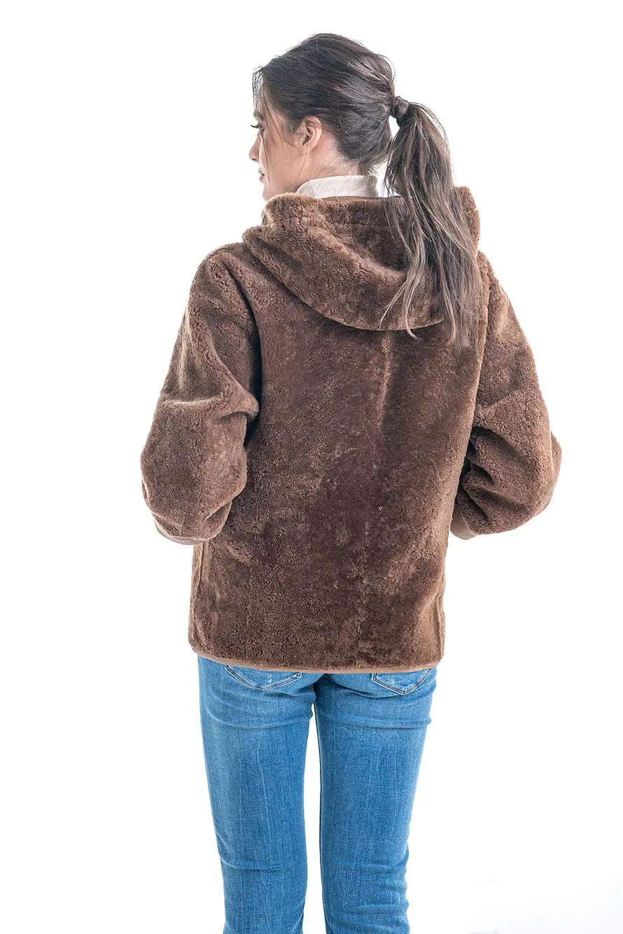 Cognac Nappa Lambskin Reversible Shearling Jacket