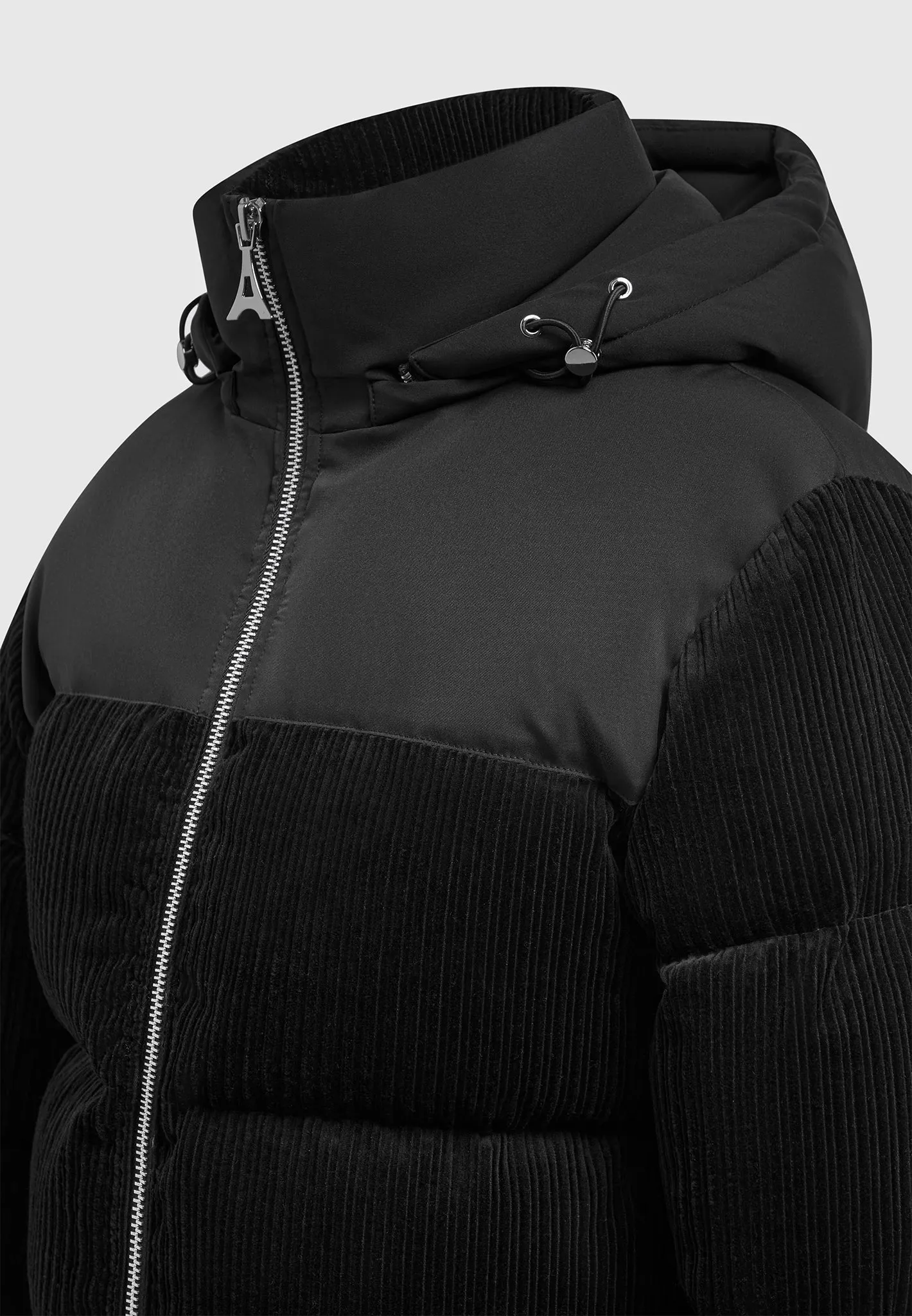 Corduroy Puffer Jacket - Black