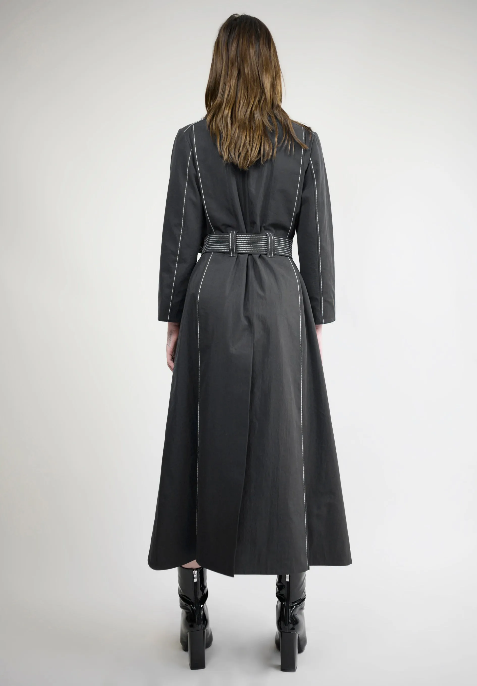 COTTON GABARDINE PLEATED TRENCH COAT