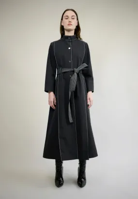 COTTON GABARDINE PLEATED TRENCH COAT