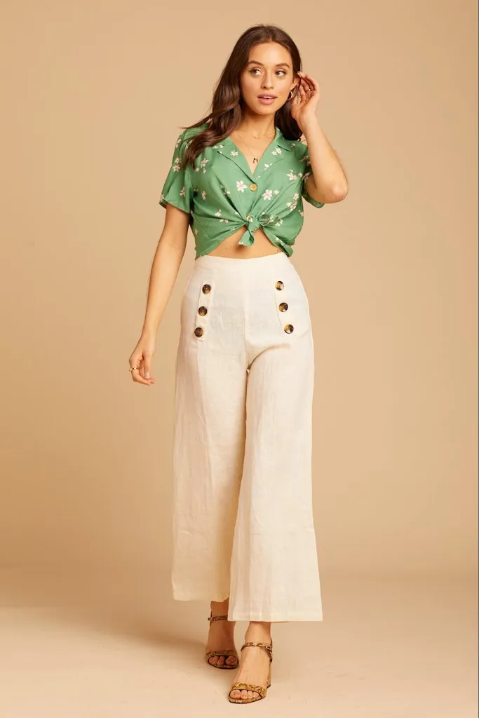 Cream Linen Adita Pants