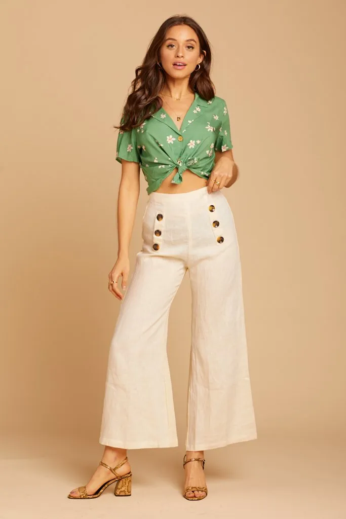 Cream Linen Adita Pants