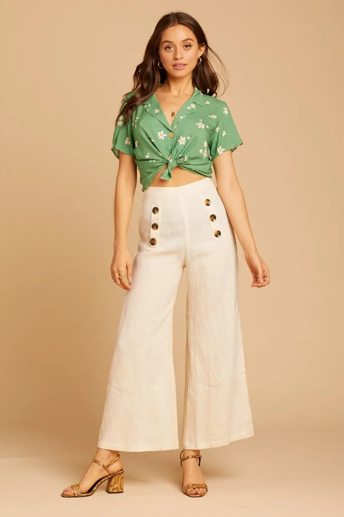 Cream Linen Adita Pants