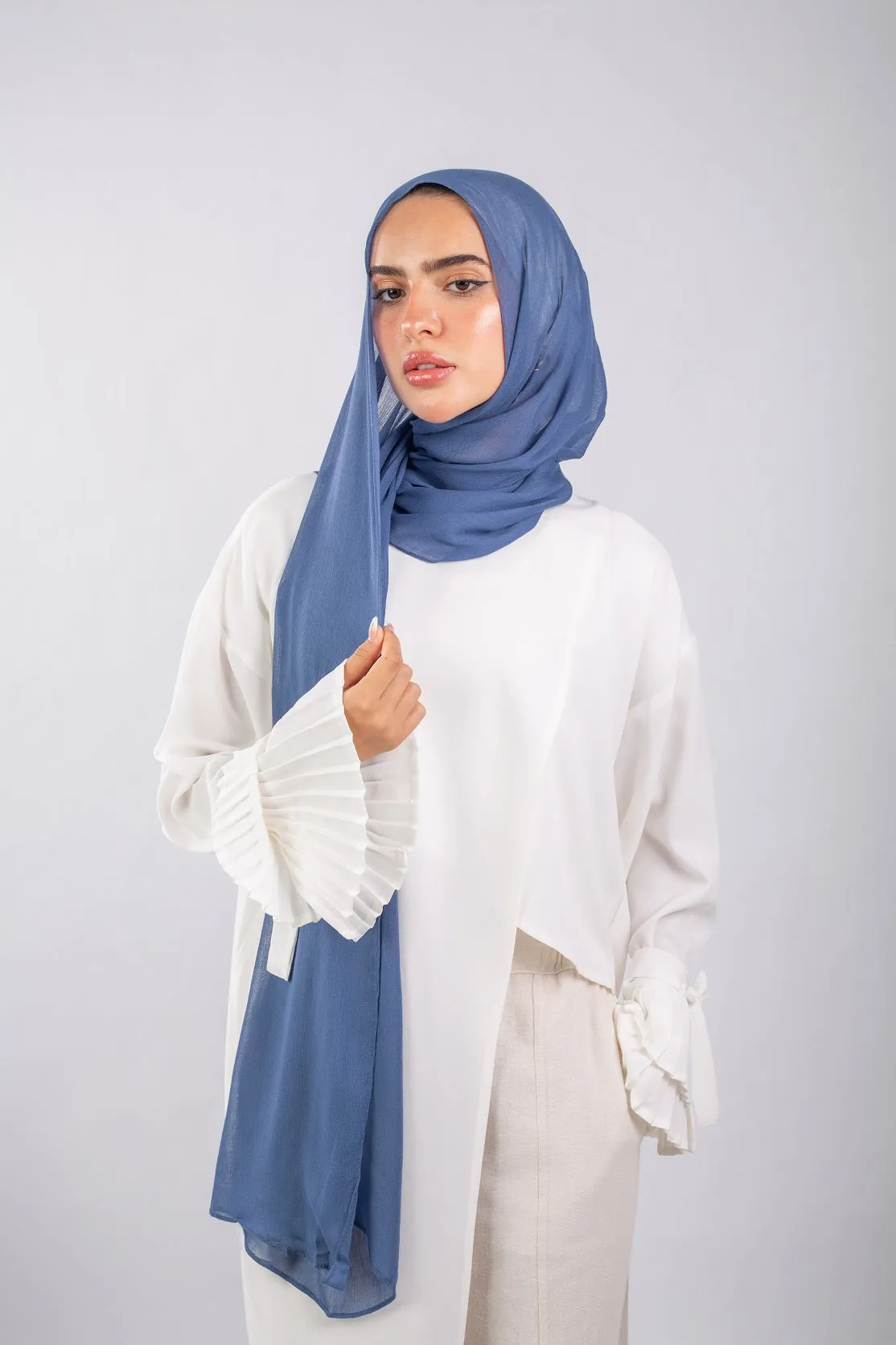 Crinkle Modal Hijab -Denim