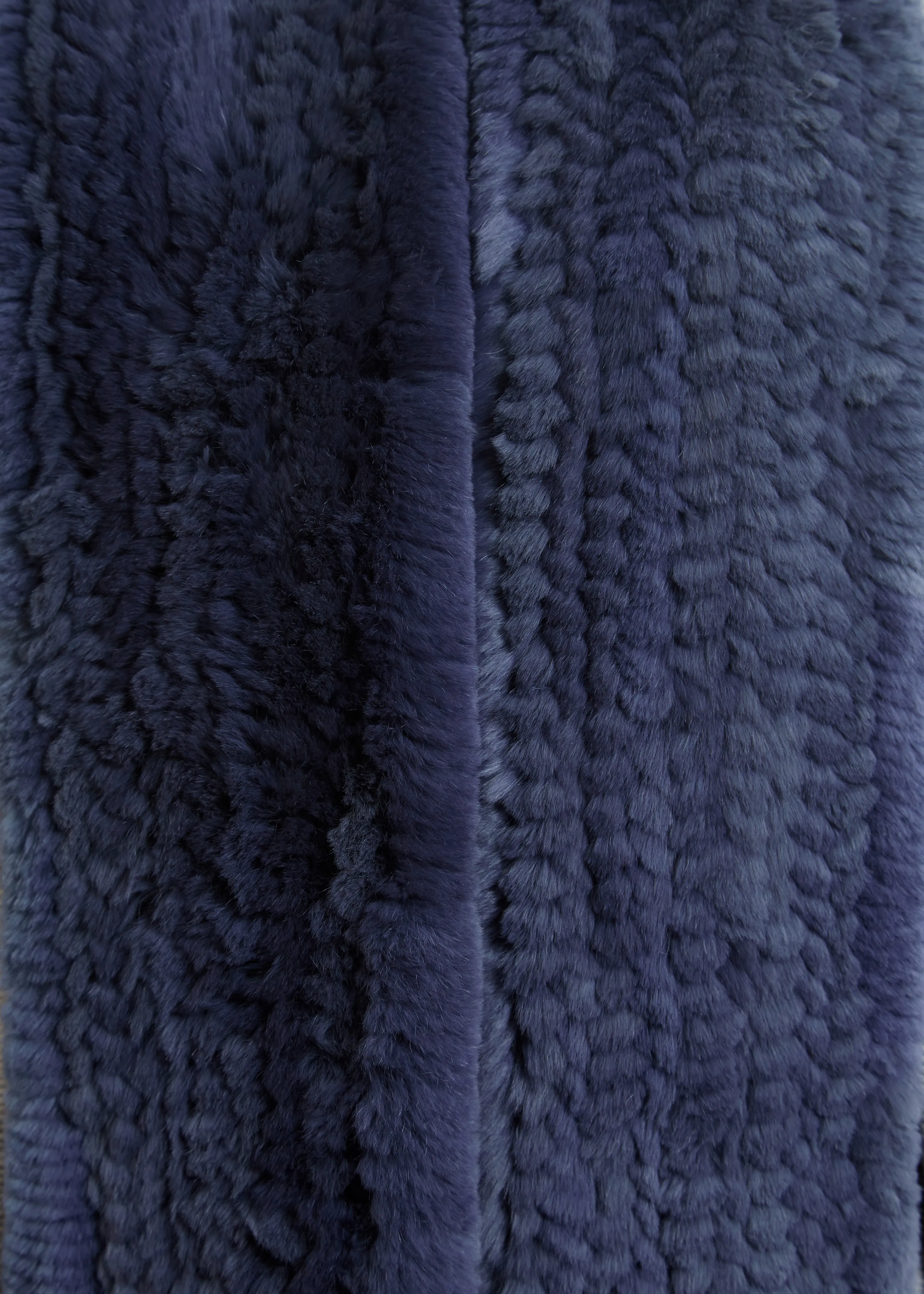 Dark Denim Blue Open Real Rex Rabbit Fur Scarf