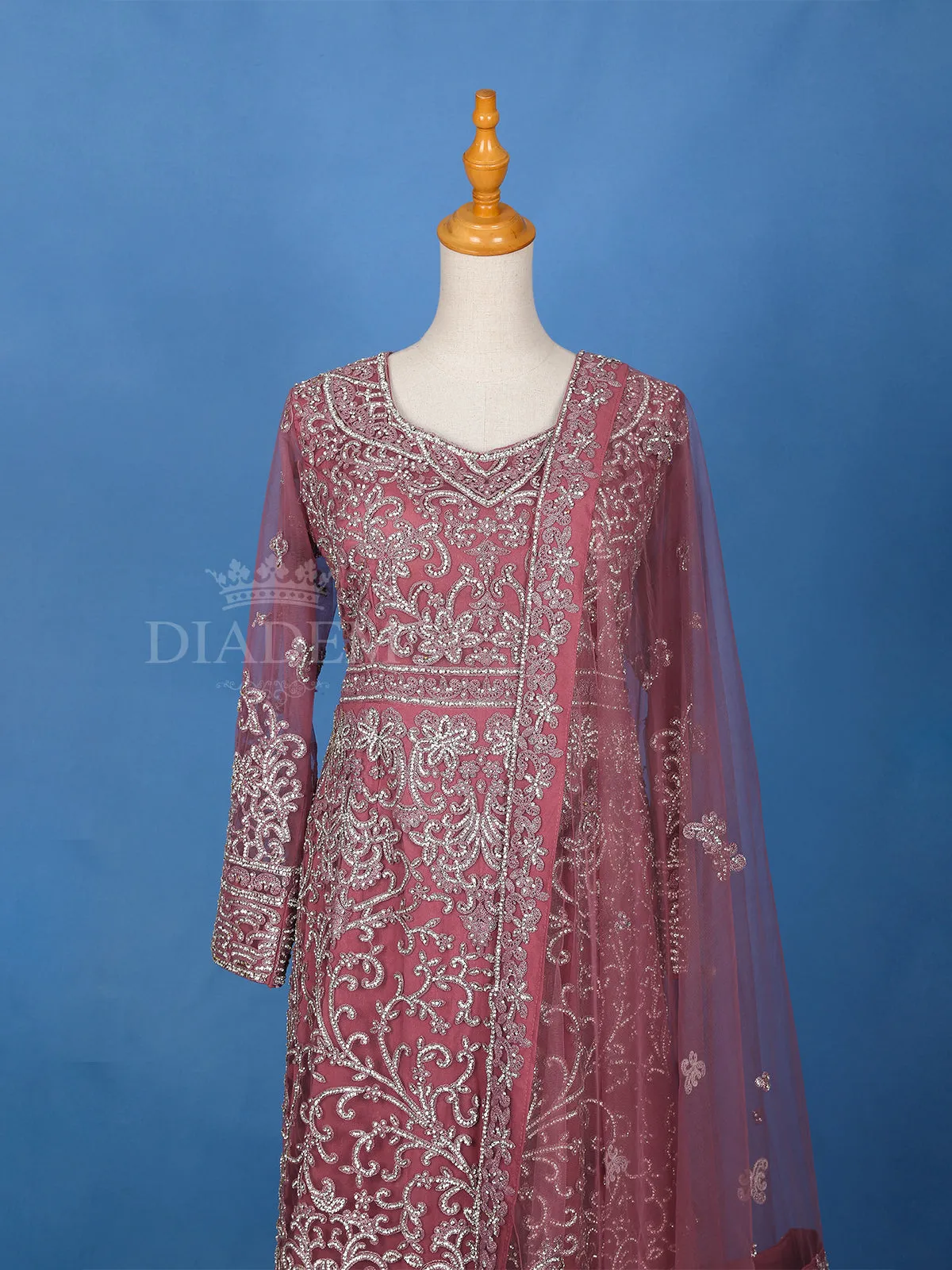 Dark Pink Floral Embroidery Salwar Suit